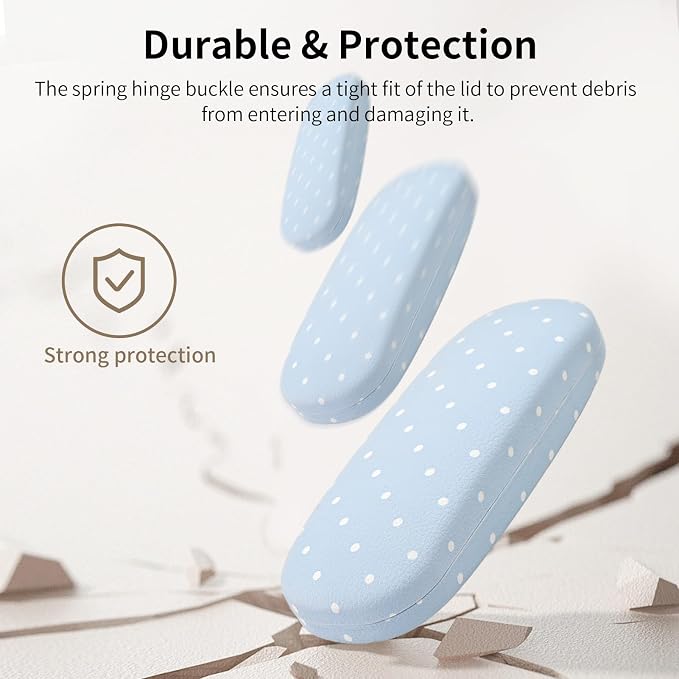 Glasses Case Hard Shell, Cute Sunglasses Case for Women Leather Protective Case for Eyeglass with Cleaning Cloth
