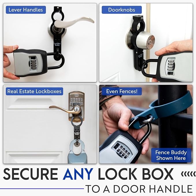 Secure Lock Box Attachment for Lever Handles - Realtors, Vacation Rentals and Real Estate Agent Supplies - Realtor Supplies for Key Lock Box for Keys with Code (1 Pack)