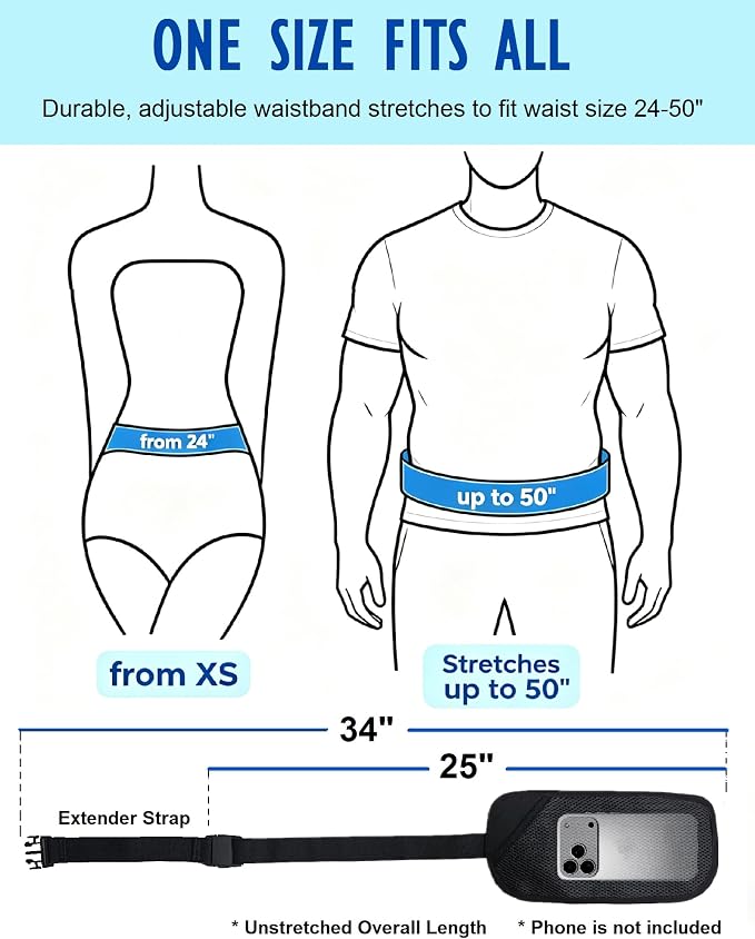Money Belt for Travel, Passport Holder, RFID Blocking, Extender Strap | 3rd Gen Slim Waist Wallet Anti Theft to Protect Cash, Credit Cards and Document Under-Clothes for Men & Women, Black, Bamneat