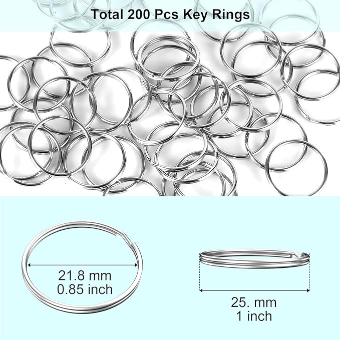 800PCS Key Rings Bulk, Split Key Rings, Keychain Rings and Crafts 1 inch (25mm) (800)