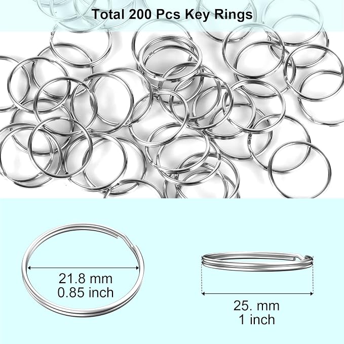 500PCS Key Rings Bulk, Split Key Rings, Keychain Rings and Crafts 1 inch (25mm)