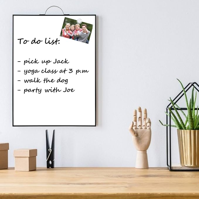 Small White Board - 16" X 12" Portable Black Aluminum Framed Whiteboard, Magnetic Dry Erase Board with a Handle, to Do List Notepad for Office, Home, School