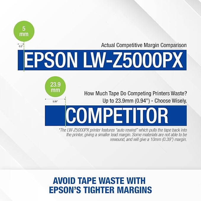 LABELWORKS Epson LW-Z5000PX Industrial Label Maker - Complete Printer Kit with Accessories, PX 147' Bulk Label Rolls, Desktop Printer