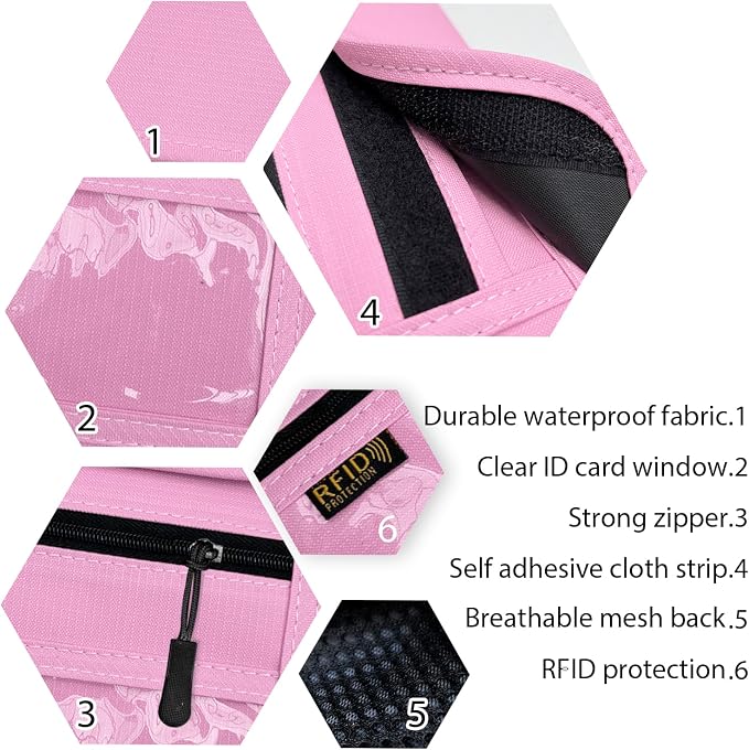 RFID Blocking Travel Neck Wallet Pouch and Passport Holder, Travel Neck Pouch Passport Holder for Women & Men - Pink