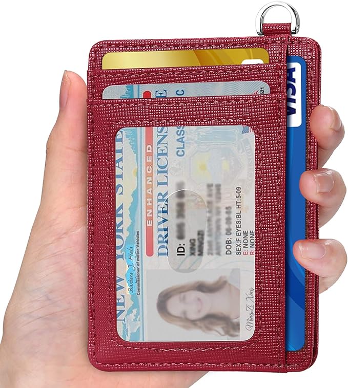 Slim Minimalist Front Pocket Wallet, RFID Blocking Credit Card Holder Wallet with Detachable D-Shackle for Men Women
