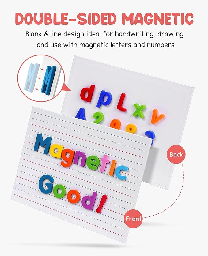 GAMENOTE 6 Pack Magnetic Dry Erase Lap Boards, Lined and Blank, 9 x 12 in | 6 pack double sided 9 x 12 boards pair a lined side with a blank side for reusable writing practice