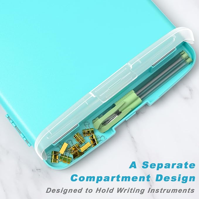 Rimilak Clipboard with Storage, 8.5 x 11'' High Capacity Clip Board, Green | Smooth Writing, Side-Opening Plastic Folder with Pen Holder, Size 14.2 x 9.6 x 1.2″ ,for Classroom, Teacher, Student