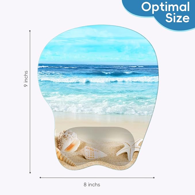 Upgrade Ergonomic Mouse Pad,Non Slip Mousepad Wrist Rest Support for Office, Computer, Laptop & Mac(B-Blue Sea Beach)