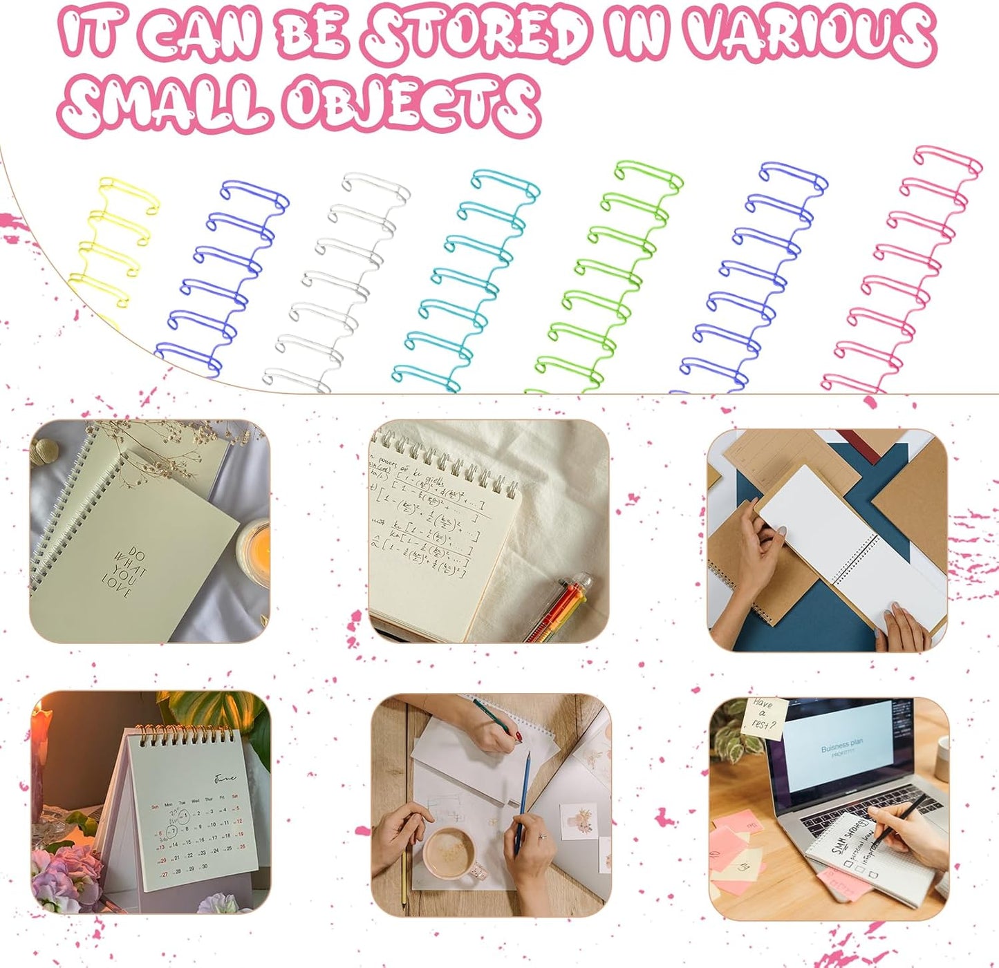 30Pcs Metal Double Loop Binding Wires Double Spiral Binding Ring Coil, 9/16" 23 Holes, 2:1 Pitch Cinch Binding Machine Wire for Teacher Student Document Notebook File Making (Iridescence)