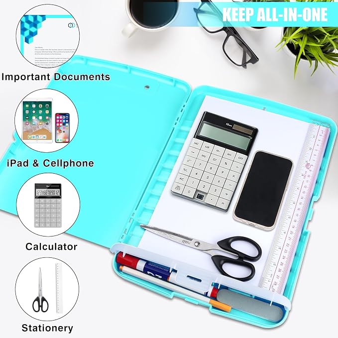 Clipboard with Storage,Clip Boards 8.5x11 with Pen Holder,A4 Letter Size | Heavy Duty Nursing Plastic Clipboard Folder Case,Side Opening for Women Teachers,School Office,Mint Green