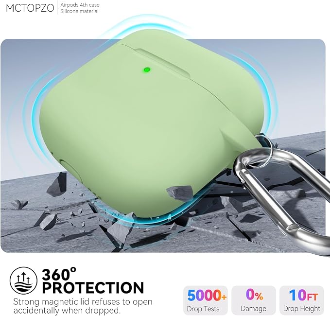 for AirPods 4 Case 2024 with Cleaner Kit & Keychain-Magnetic Teal | Silicone Protective Cover for Apple AirPods 4th Generation Case,for Women Men,One-Piece Design,Shockproof,Dust Proof,Magnetic