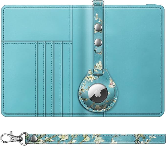 FINTIE Passport Holder with Airtag Holder, Slim Travel Wallet | RFID Blocking Passport Cover Protector Essentials with Credit Card Slots, Women/Men