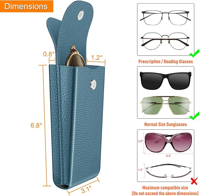 FINTIE Double Glasses Case with Carabiner Hook, Portable Vegan Leather Eyeglass Case Anti-scratch Sunglasses Pouch