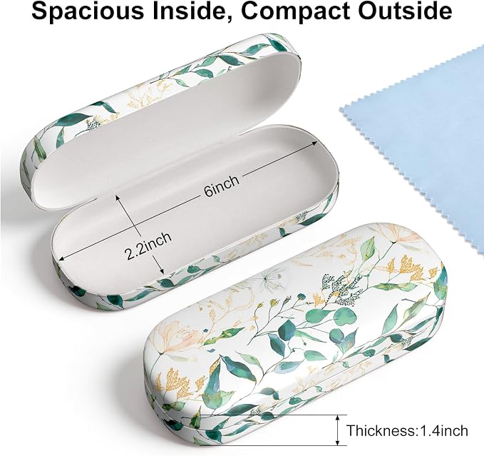 Hard Shell Leather Sunglasses Case,Classic Fashionable Cute Large Glasses Case for Women Men,Sunglass Eyeglasses