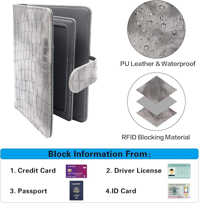 Melsbrinna Rfid Passport Holder for Travel women/Men, Cute Passport Wallet Rfid Blocking Card Slots, Rfid Passport Cover/CaseTravel Wallet, Passport Book Holder (1, Grey)