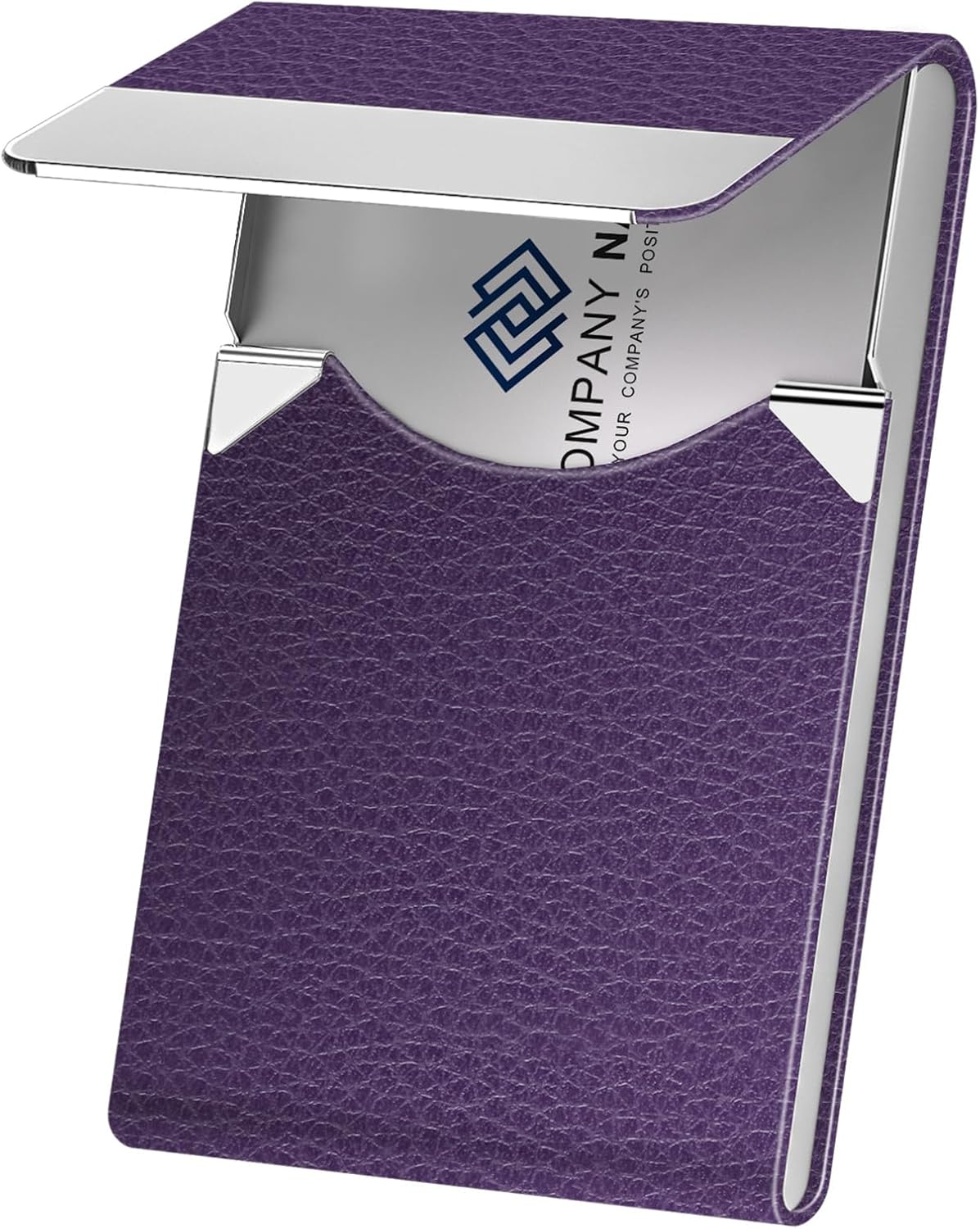 Business Card Holder with Ultra Slim Design, Business Card Case with Premium PU Leather, Suit Pocket Metal Card Holder for Women/Men, Magnetic Closure Quick Access Cards