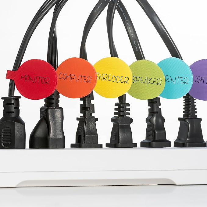 Cable Labels - Wrap-It Storage - Circles, Multi-Color (36-Pack) - Color Coded Labels for Organizing, Wire Tags Write on Surface for Labels for Charging Cords and Electronics