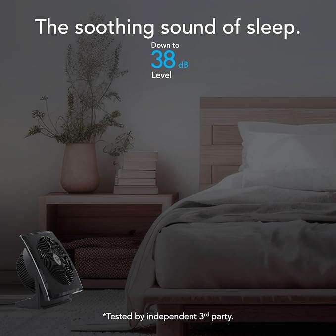 Vornado 673T Whole Room Air Circulator Fan, 3 Speed Settings, 90 Degree Pivoting Head, Deep Pitched Blades, Vortex Action Technology, Black Electric Fan for Bedroom, Office, Home