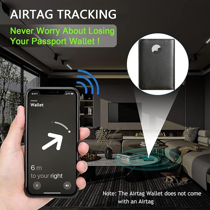 Airtag Passport Holder, Travel Essentials, Passport Cover, RFID Wallet | Passport Wallet, Travel Accessories, RFID Blocking, Synthetic Leather Card Case, International Must Haves, For Women Men