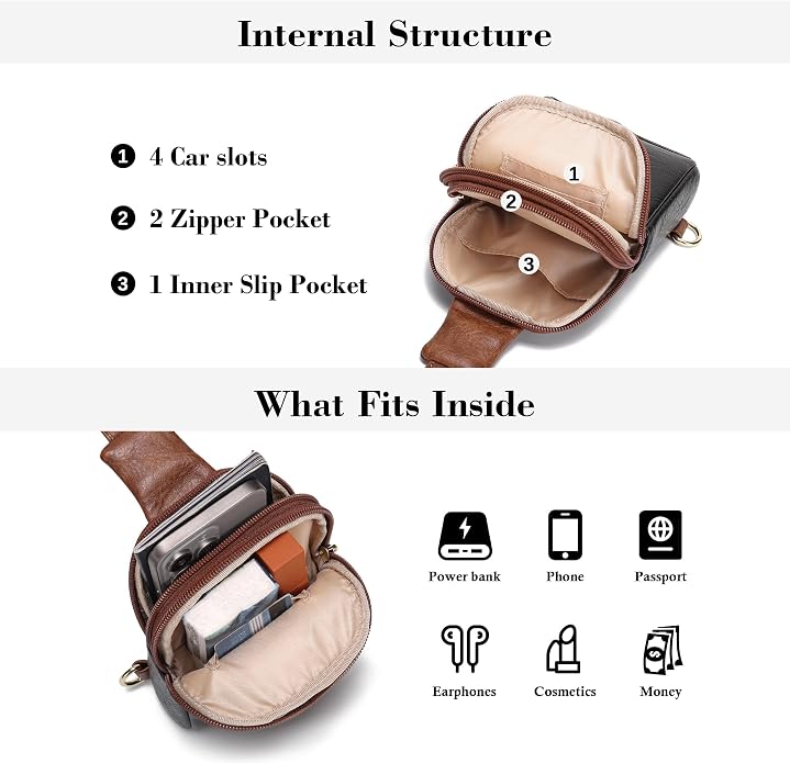 Lightweight Small Crossbody Sling Bag for Women | Mini Travel Purse,Multi-pocket with Card Slots,Durable Vegan Leather,Everyday Carry
