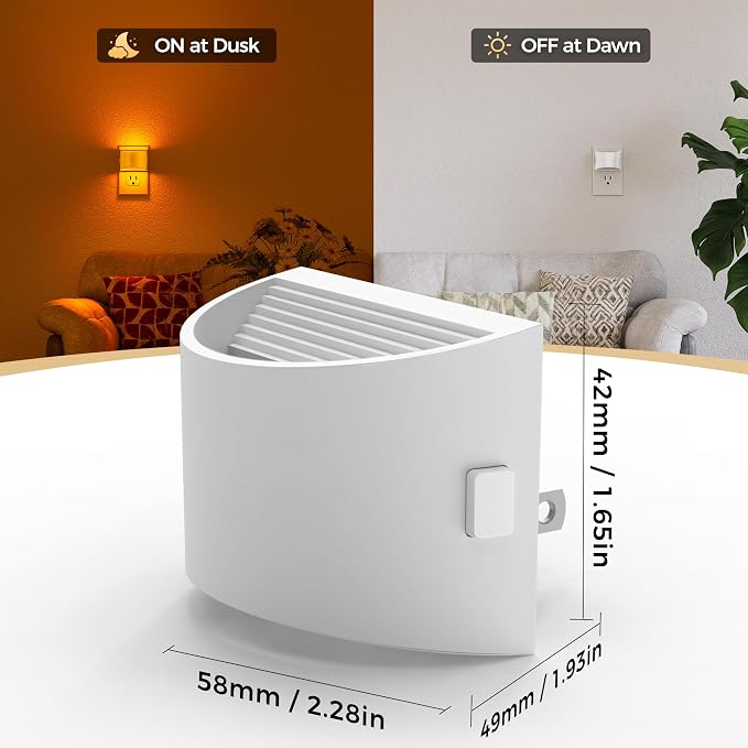 DORESshop LED Night Light[2 Pack], Night Lights Plug into Wall, 3 Level Brightness Adjustable Plug in Night Light, Dusk to Dawn Sensor Nightlights for Adults,Bedroom,Bathroom,Hallway, Amber