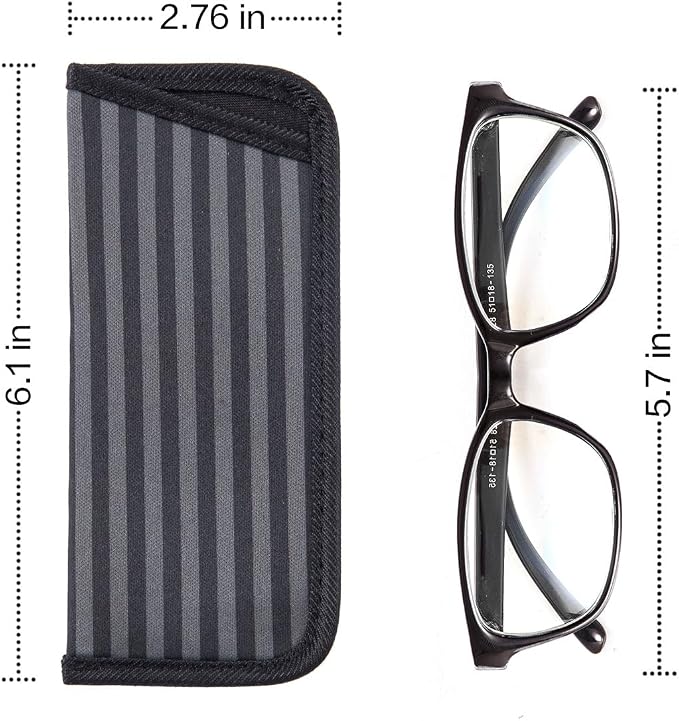 TRIUMPH VISION Reading Glasses Pouch Eyeglass Sleeve Soft Case Slim 3 Pack | Alternative to Bulky Case Lightweight，Neoprene Lined Padded Protect Optical lens Slip in, Cute Pattern Portable for Daily Use