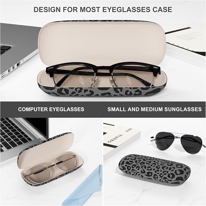 Eyeglasses Case, Portable Hard Shell Protective Case for Glasses, Eyeglass Holder Box for Women with Cleaning Cloth