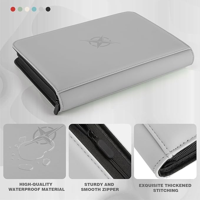 Trading Card Binder, Card Binder 9 Pocket for Trading Cards, Holds 540 Cards, Zippered Premium Card Collection Binder Album for Game Card, Sports Card, Yugioh, MTG (Carbon ash)