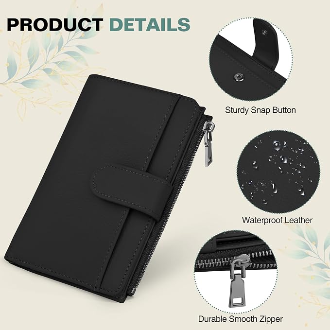 RFID Passport Holder for Travel, Leather Passport Wallet Cover with Airtag | with Airtag Slot, Card Cash Holders, Zippered Coins Pocket, for Women/Men, Gift Box, Travel Essentials, 4.1"L x 1"W x 6.3"H