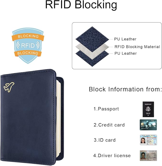 WALNEW Passport Holder for Travel, RFID Passport Cover Wallet for Women Men, PU Leather Passport Book Card Holder Case with Pen, Travelling Essentials for Flying | PU Leather Passport Cover Case with Pen Holder, Travel Must Haves Accessories, Passport ...