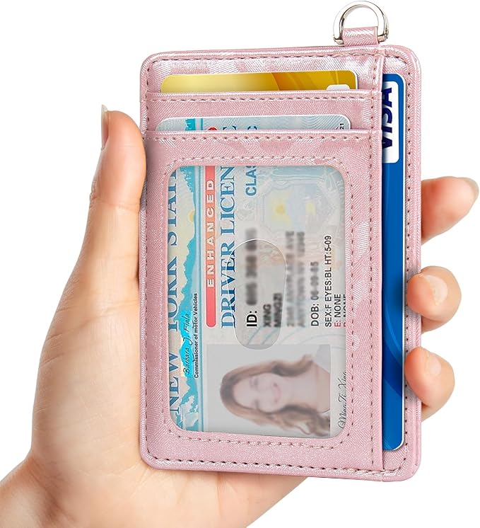 Slim Minimalist Front Pocket Wallet, RFID Blocking Credit Card Holder Wallet with Detachable D-Shackle for Men Women