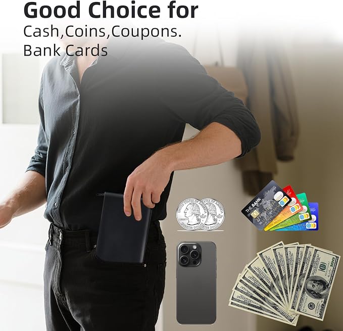 2-PCS Money Bags with Zipper, 11x6.1" PU Leather Bank Deposit Bags for Cash | Durable Cash Pouch Keeps Coins, Checks, Receipts Organized; Secure Travel Money Pouch Protects Bills, Passport & Valuables