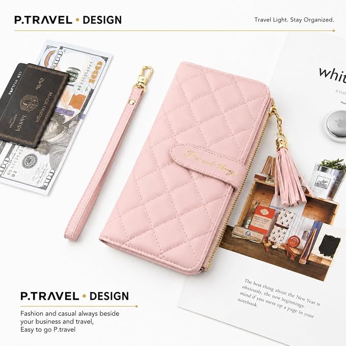Passport Holder for Travel,Leather Passport Wallet,Travel Document Organizer with AirTag Slot,RFID Blocking With Credit Cards Case,Zippered Coins Pocket and Cash Slot for Women Men