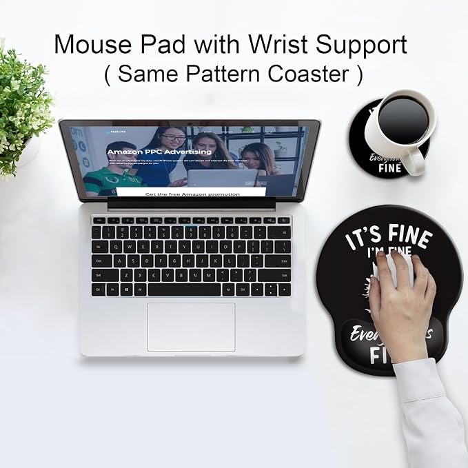 Ergonomic Mouse Pad with Wrist Rest Support,Gel Mouse Pads for Desk | Big Mousepad With Coaster Non-slip & Pain Relief for Computer, Home&Office Desk Decor