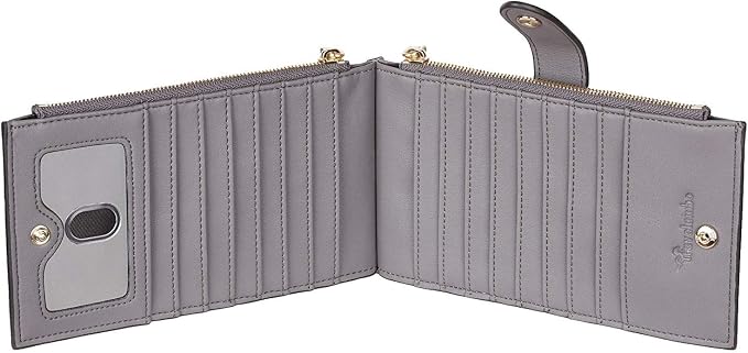 Travelambo Womens Leather Bifold Wallet, Slim RFID Blocking Card Holder | Large Capacity, 16 Card Slots & ID Window, 2 Zipper Pockets, Dual Snap Closure, Slim Lightweight, RFID Privacy Protection
