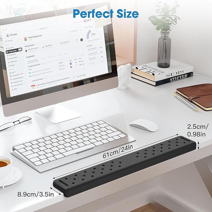 MEKASS L-Shaped Desk Long Elbow Pad for Desk, Memory Foam Elbow Support Padding with Non-Slip, Ergonomic Desk Edge Cushion, Wrist Comfort Support for Office Home 1 Pcs (Dimple Black)