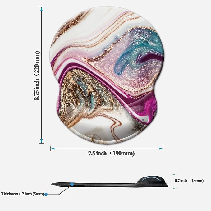 Mouse Pad with Wrist Support, Non Slip Mousepad Wrist Rest for Office, Computer, Laptop & Mac-Comfortable & Lightweight Ergonomic Support Mouse Mat(Beige Purple Marble-Wrist)