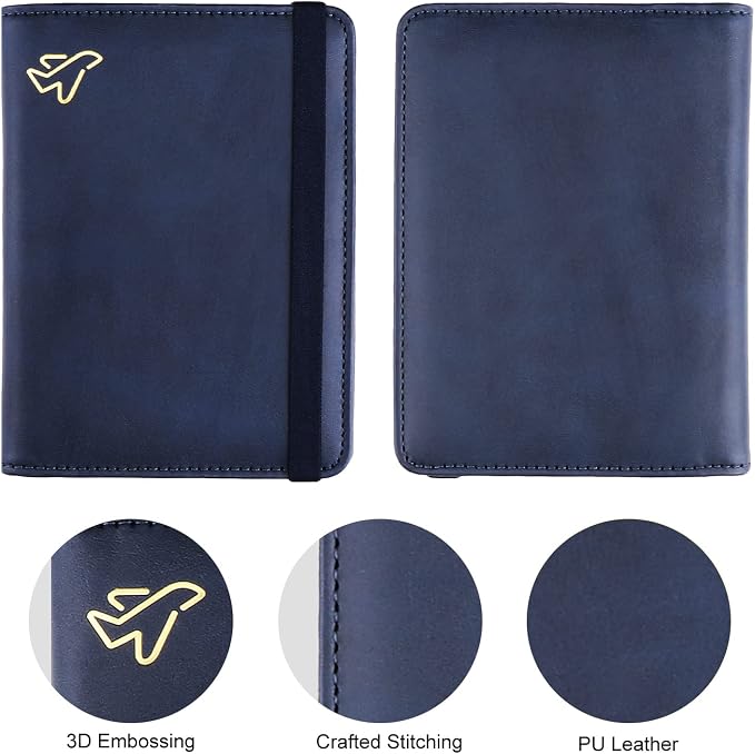 WALNEW Passport Holder for Travel, RFID Passport Cover Wallet for Women Men, PU Leather Passport Book Card Holder Case with Pen, Travelling Essentials for Flying | PU Leather Passport Cover Case with Pen Holder, Travel Must Haves Accessories, Passport ...