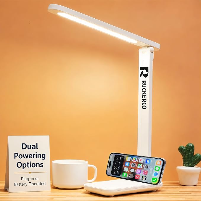 R RUCKERCO Led Desk Lamp Dimmable Desk Light Reading Lamp 3 Lighting Modes, Eye Protection Accessories, Study Desk Lamp Equipped USB Charger Suitable for Home Office is for Gift Giving