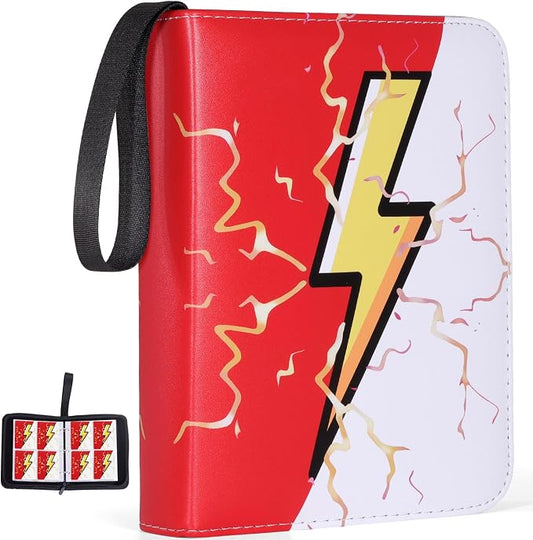 4-Pocket Trading Card Binder Bundle with 50 Sleeves Holds 400 Cards, Zipper Card Holder Album for Game and Sports Cards Collectors - Red