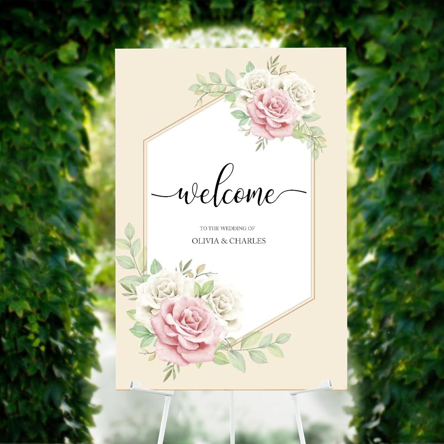 1PCS White Easel Stand for Sign, 66 Inches Lightweight Adjustable Art Poster Board Stand for Display Wedding Welcome Sign, Metal Easel Stand for Painting with Portable Bag