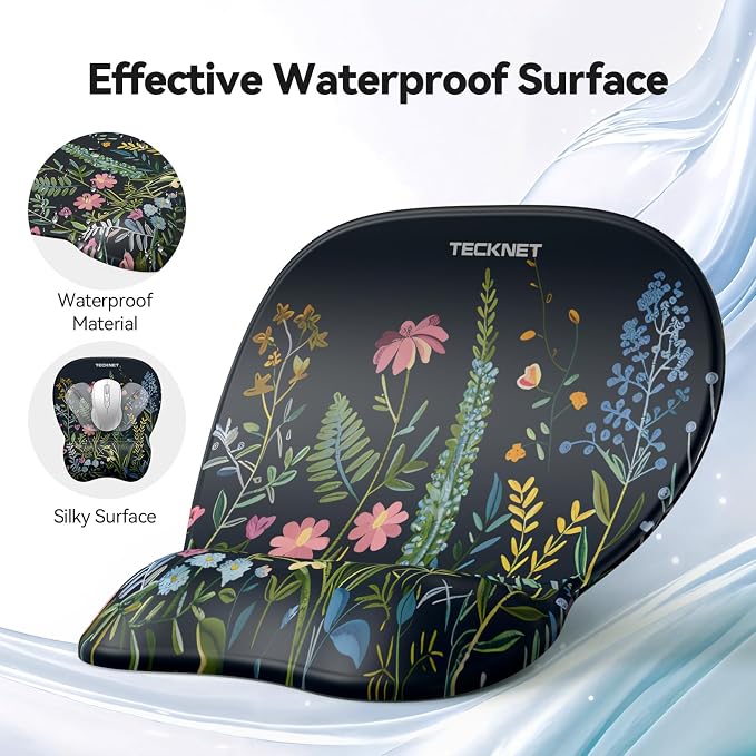 TECKNET Gel Ergonomic Mouse Pad & Keyboard Wrist Rest & Coaster | 3 in 1 Set, Pain Relief, Milk Silk Cloth, Non-Slip PU Base, Easy Typing, Memory Foam Wrist Support for Office & Home