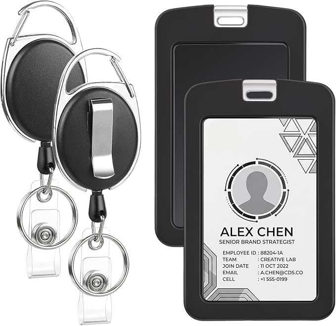 2 Pack Badge Holder Retractable Clip Heavy Duty Reels with Silicone ID Badge Holder for Women Nurse Teacher Student