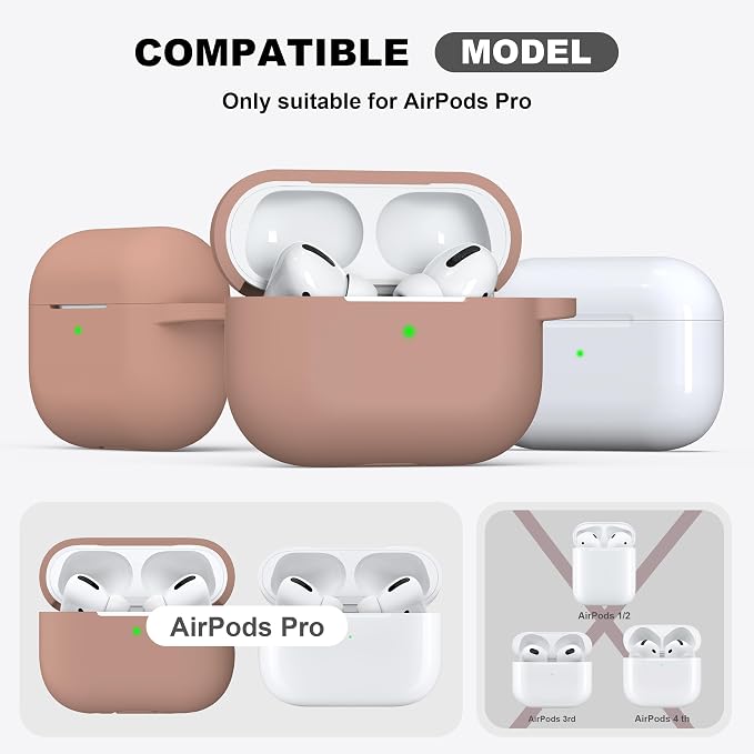 R-fun for AirPods Pro 2 Case, Soft Silicone Protective Cover with Keychain and Cleaning Pen, Compatible with AirPods Pro 2nd/1st Generation, Supports Wireless Charging, Milk Tea