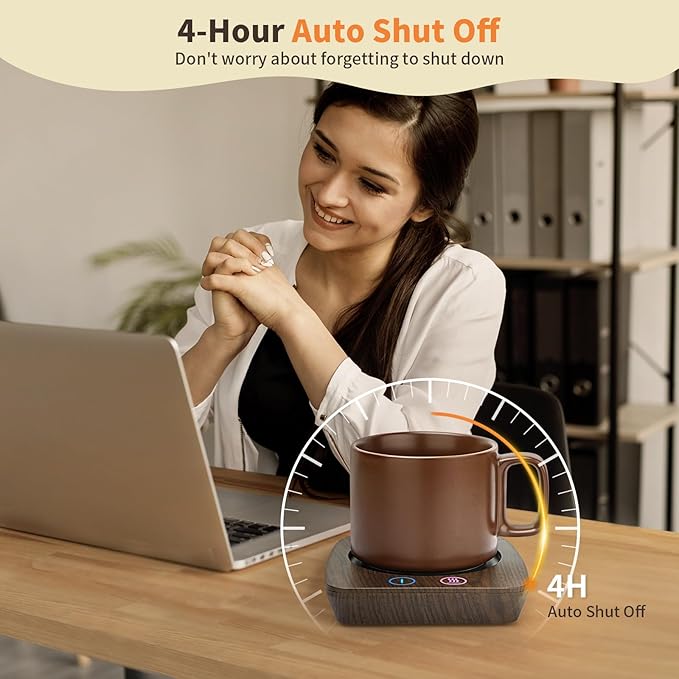 VOBAGA Coffee Mug Warmer & Mug Set, Coffee Cup Warmer with Auto Shut Off & 3 Temperature Settings for Desk Home Office, Coffee Warmer for Cocoa Milk Candles, Christmas Birthday Gifts for Women and Men