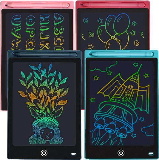 4 Pack LCD Writing Tablets for Kids, 8.5 Inch, Toddler Toys Colorful Doodle Board Birthday Gifts for Ages 3-8 Boys Girls, Drawing Tablet for Learning and Education (Blue Pink Red Black)