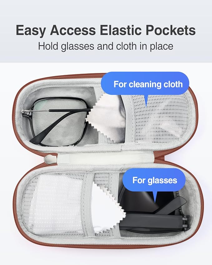 Luxtude Double Glasses Case Hard Shell, Double Eyeglass Case Dual Sunglasses Cases, Travel Sunglasses Organizer for Women Men
