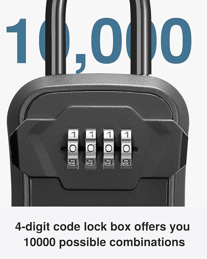 Puroma Lock Box, Key Lock Box Wall Mount & Portable Combination Lockbox with Resettable Code, Security Lockbox for Outside House Keys, Apartment Realtors Spare Keys Storage (2 Pack, Pure Black)