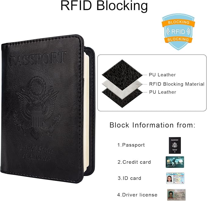 WALNEW Passport Holder for Travel, RFID Passport Cover Wallet for Women Men, PU Leather Passport Book Card Holder Case with Pen, Travelling Essentials for Flying | PU Leather Passport Cover Case with Pen Holder, Travel Must Haves Accessories, Passport ...