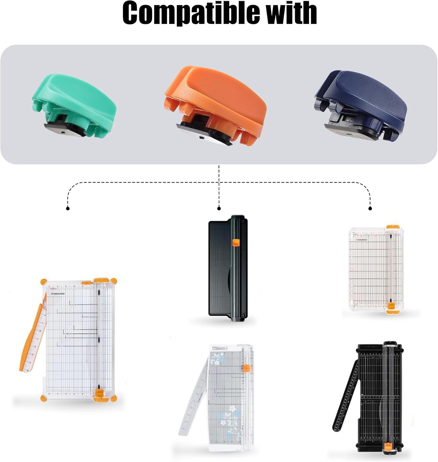 6-Pack Trimmer Replacement Blades for Fiskars Paper Trimmer, Replacement Blade for All Series of Fiskars/Portable&Precision Trimmer,Arts and Crafts,4 Cutting&2 Scoring Blades,a Slider,Orange